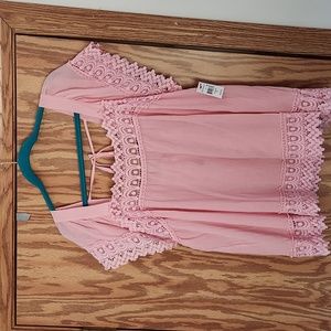 NEW CUTE gauze dust pink womens XL Shirt